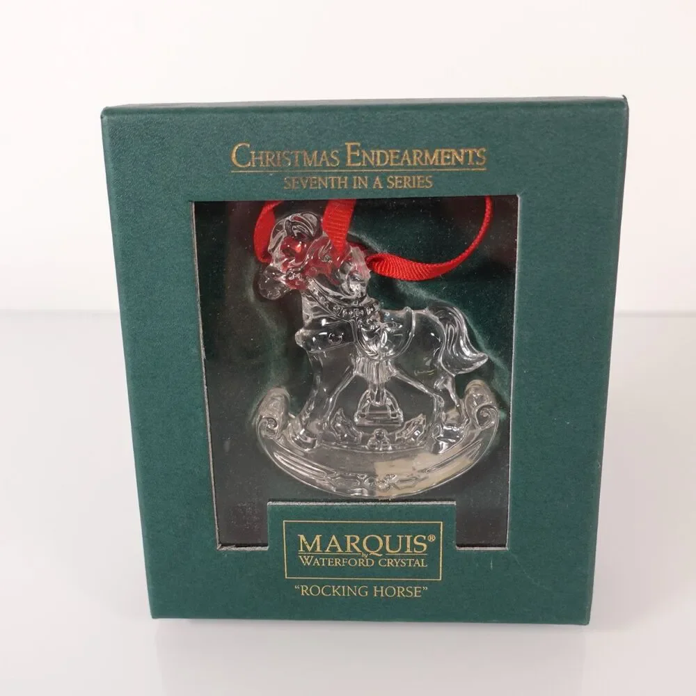 Marquis Waterford Christmas Ornament Lead Crystal Rocking Horse in Original Box